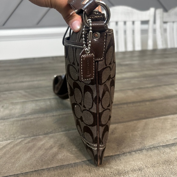 Coach Brown Fabric Logo Print Mini Crossbody Shoulder Bag - Picture 6 of 9